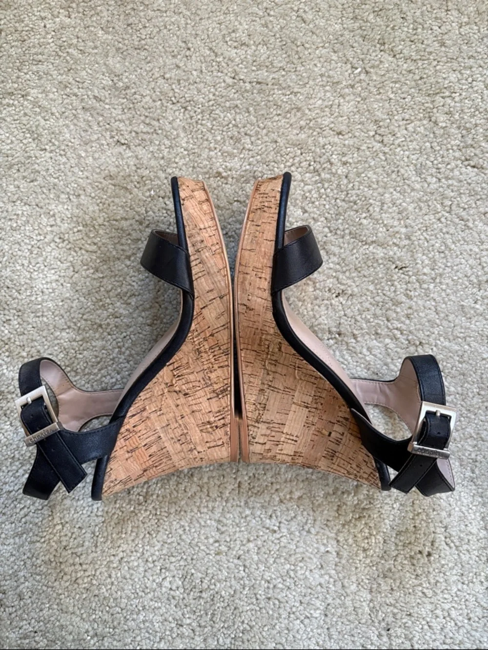 Charles by Charles David Black Cork Wedge Sandals-Size 8.5